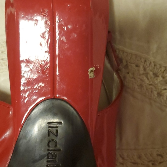 Vintage 80s red peeptoe flats Layla patent leather - Picture 3 of 5